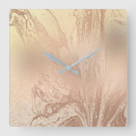 銅エレガントバラモダン金ゴールドグリッター スクエア壁時計