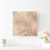 銅エレガントバラモダン金ゴールドグリッター スクエア壁時計 (ホーム)