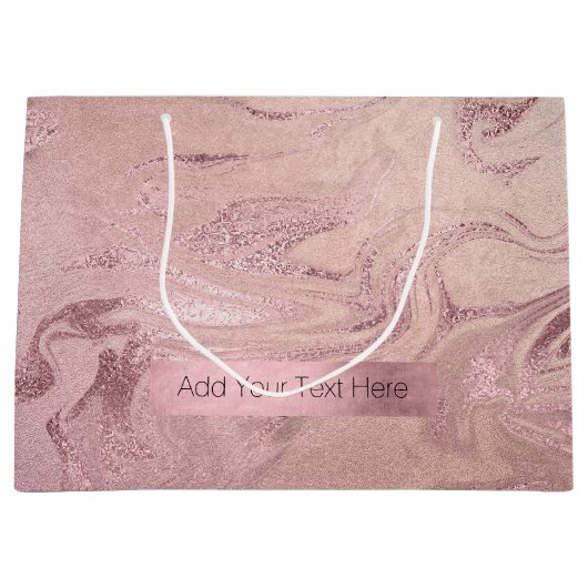 銅エレガントバラモダン金ゴールドピンク大理石の外観 ラージペーパーバッグ (正面)