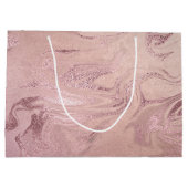 銅エレガントバラモダン金ゴールドピンク大理石の外観 ラージペーパーバッグ (裏面)