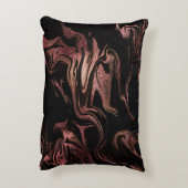 銅エレガントバラモダン金ゴールドブラック大理石ルック アクセントクッション (裏面(縦))