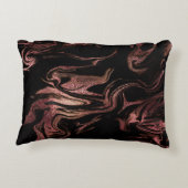 銅エレガントバラモダン金ゴールドブラック大理石ルック アクセントクッション (裏面)