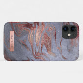 銅エレガントバラモダン金ゴールドブルー大理石ルック Case-Mate iPhoneケース (裏面(横))