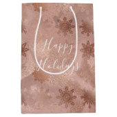 銅エレガントバラモダン金ゴールド大理石の雪片 ミディアムペーパーバッグ (正面)