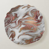 銅エレガントバラモダン金ゴールド白大理石ルック ラウンドクッション (裏面)