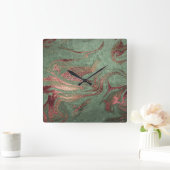 銅エレガントバラモダン金ゴールド緑の大理石の外観 スクエア壁時計 (ホーム)