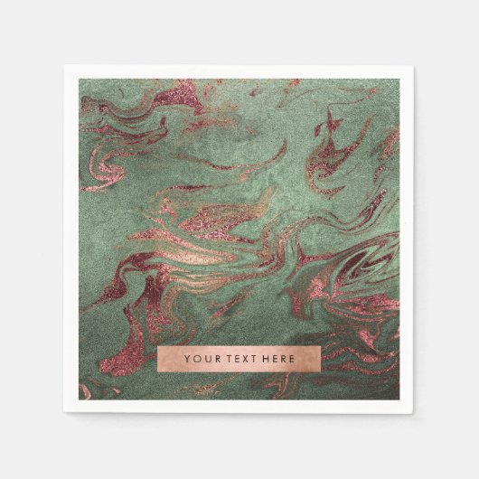 銅エレガントバラモダン金ゴールド緑の大理石の外観 スタンダードカクテルナプキン (正面)