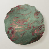 銅エレガントバラモダン金ゴールド緑の大理石の外観 ラウンドクッション (裏面)