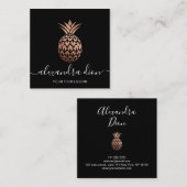 銅エレガントバラモダン金ゴールド黒パイナップル スクエア名刺 (正面/裏面)