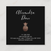 銅エレガントバラモダン金ゴールド黒パイナップル スクエア名刺 (裏面)