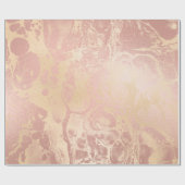 銅エレガントバラ金ゴールドとピンクマーブル ラッピングペーパー (フラット)