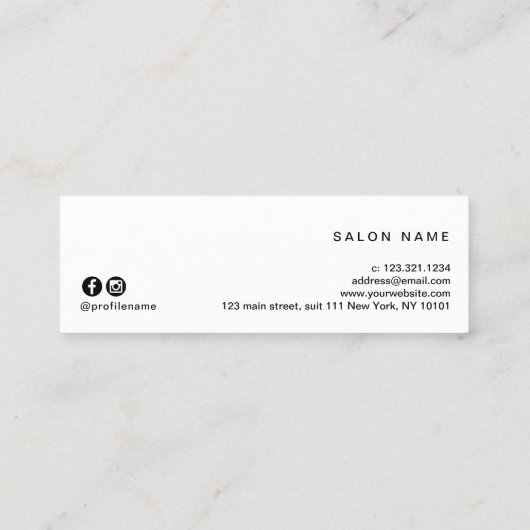 銅エレガントバラ金ゴールドはさみヘアスタイリスト スキニー名刺 (裏面)