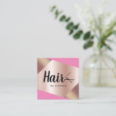 銅エレガントバラ金ゴールドはさみヘアスタイリスト スクエア名刺 (スタンド正面)
