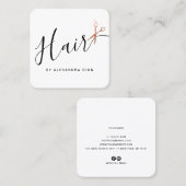 銅エレガントバラ金ゴールドはさみヘアスタイリスト スクエア名刺 (正面/裏面)