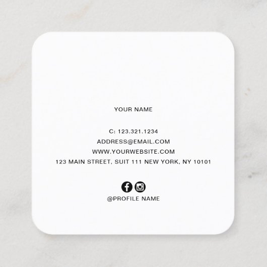 銅エレガントバラ金ゴールドはさみヘアスタイリスト スクエア名刺 (裏面)