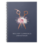 銅エレガントバラ金ゴールドはさみヘアスタイリスト ノートブック (正面)