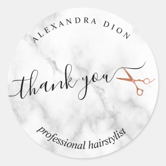 銅エレガントバラ金ゴールドはさみヘアスタイリスト ラウンドシール (正面)