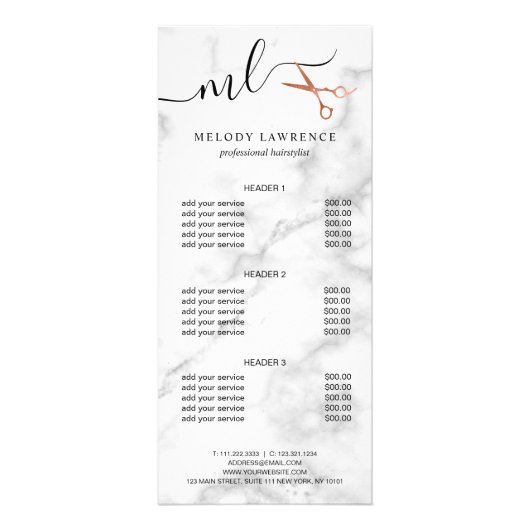 銅エレガントバラ金ゴールドはさみヘアスタイリスト ラックカード (正面)