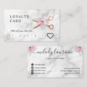 銅エレガントバラ金ゴールドはさみヘアスタイリスト ロイヤリティカード (正面/裏面)