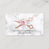 銅エレガントバラ金ゴールドはさみヘアスタイリスト 名刺 (正面)