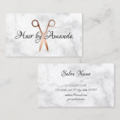 銅エレガントバラ金ゴールドはさみヘアスタイリスト 名刺 (正面/裏面)