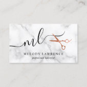 銅エレガントバラ金ゴールドはさみヘアスタイリスト 名刺 (正面)