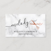 銅エレガントバラ金ゴールドはさみヘアスタイリスト 名刺 (正面)