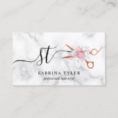 銅エレガントバラ金ゴールドはさみヘアスタイリスト 名刺 (正面)