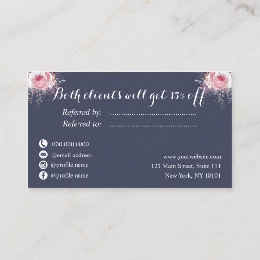 銅エレガントバラ金ゴールドはさみヘアスタイリスト 紹介カード (裏面)