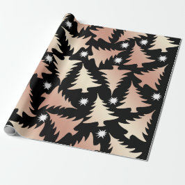 銅エレガントバラ金ゴールドクリスマスツリーパターン ラッピングペーパー