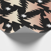 銅エレガントバラ金ゴールドクリスマスツリーパターン ラッピングペーパー (角)