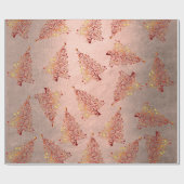 銅エレガントバラ金ゴールドクリスマスツリーパターン ラッピングペーパー (フラット)