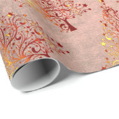 銅エレガントバラ金ゴールドクリスマスツリーパターン ラッピングペーパー (ロールコーナー)