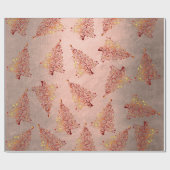 銅エレガントバラ金ゴールドクリスマスツリーパターン ラッピングペーパー (フラット)