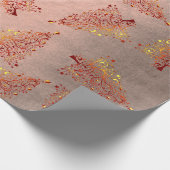 銅エレガントバラ金ゴールドクリスマスツリーパターン ラッピングペーパー (角)