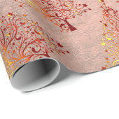 銅エレガントバラ金ゴールドクリスマスツリーパターン ラッピングペーパー (ロールコーナー)