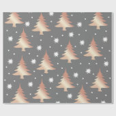 銅エレガントバラ金ゴールドクリスマスツリーパターン ラッピングペーパー (フラット)