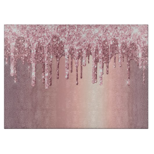 銅エレガントバラ金ゴールドグリッタードリップ カッティングボード (正面)