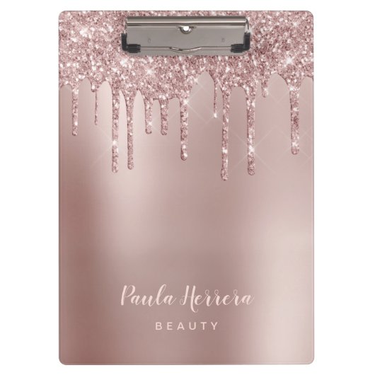 銅エレガントバラ金ゴールドグリッタードリップ クリップボード (正面)