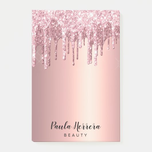 銅エレガントバラ金ゴールドグリッタードリップ ポストイット (正面)