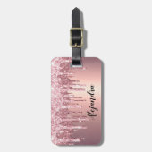 銅エレガントバラ金ゴールドグリッタードリップ ラゲッジタグ (正面縦)