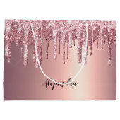 銅エレガントバラ金ゴールドグリッタードリップ ラージペーパーバッグ (裏面)