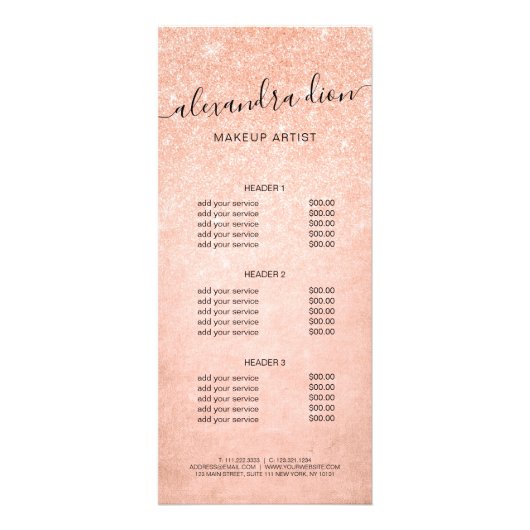 銅エレガントバラ金ゴールドグリッターメーキャップ ラックカード (正面)