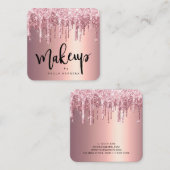 銅エレガントバラ金ゴールドグリッター滴化粧 スクエア名刺 (正面/裏面)