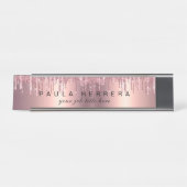 銅エレガントバラ金ゴールドグリッター滴化粧 デスクネームプレート (正面)