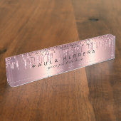 銅エレガントバラ金ゴールドグリッター滴化粧 デスクネームプレート (側面)