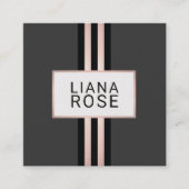銅エレガントバラ金ゴールドストライプのブラックスクエア スクエア名刺 (正面)