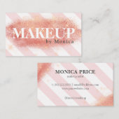 銅エレガントバラ金ゴールドストライプグリッターメイクアップ 名刺 (正面/裏面)