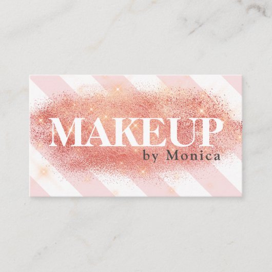 銅エレガントバラ金ゴールドストライプグリッターメイクアップ 名刺 (正面)