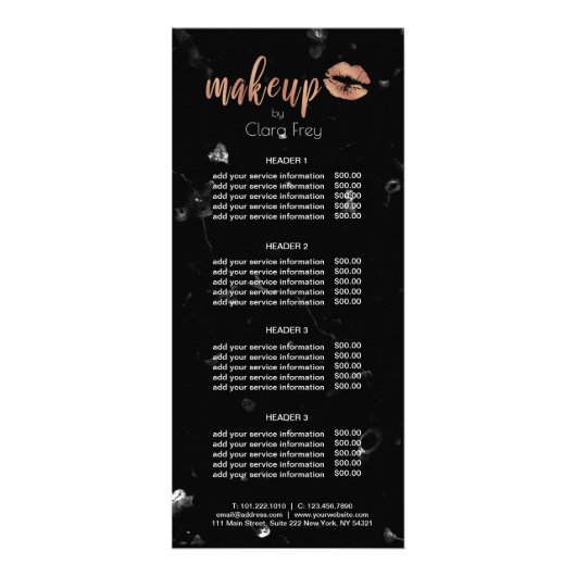 銅エレガントバラ金ゴールド唇と大理石メイク ラックカード (正面)